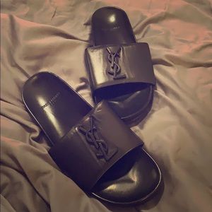 Authentic Saint Laurent Leather Slides